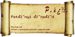 Petényi Árpád névjegykártya