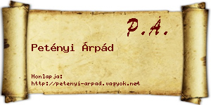 Petényi Árpád névjegykártya